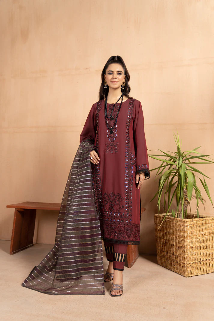 Mudrose - 3 Piece - Embroidered Organza