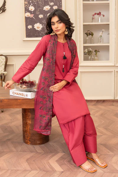 AR-3745 - 3 Piece Scarlet Red Lawn Suit Pret