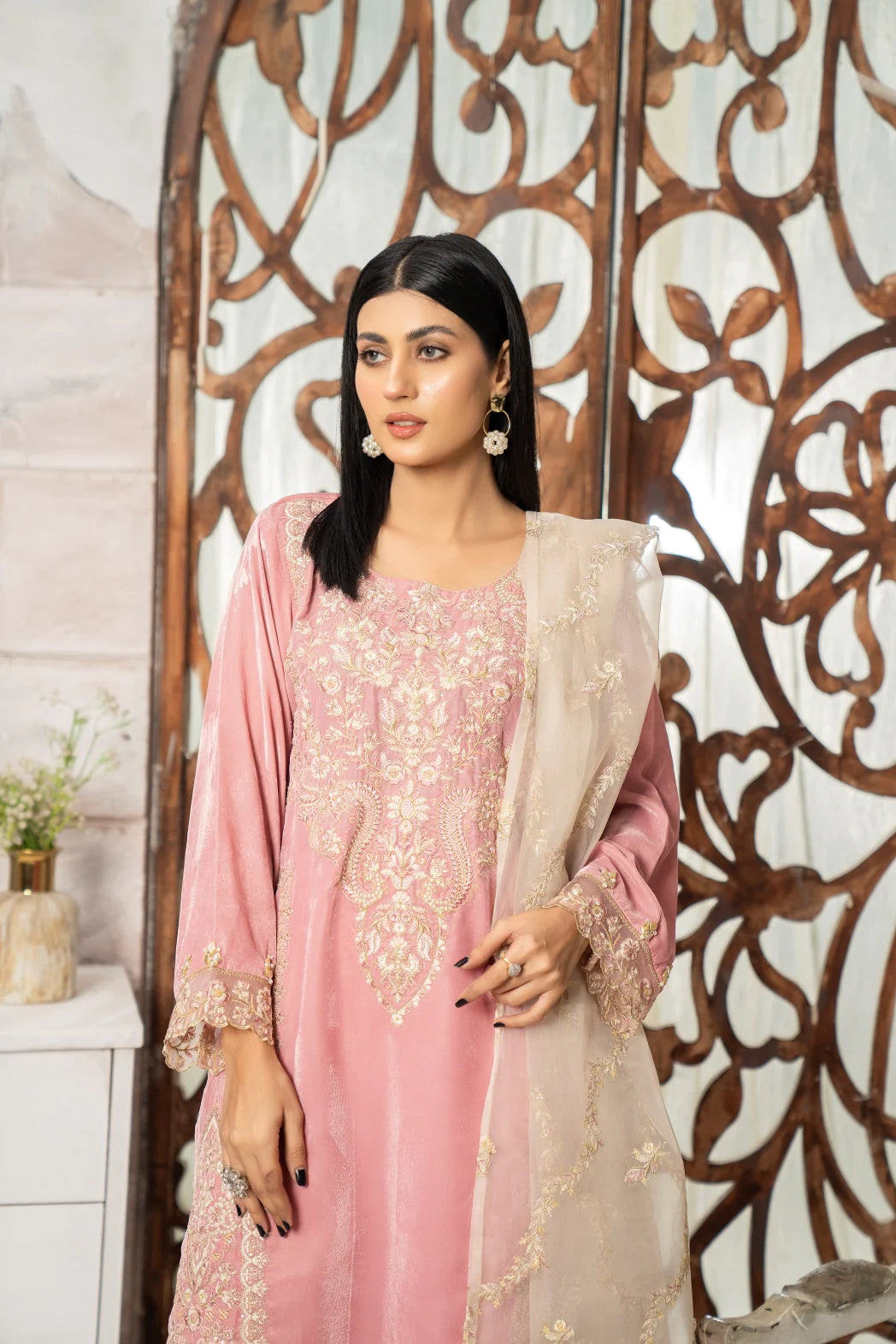 Powder Fix - 3Pc Velvet Suit (Pret) - Sherry's wardrobe