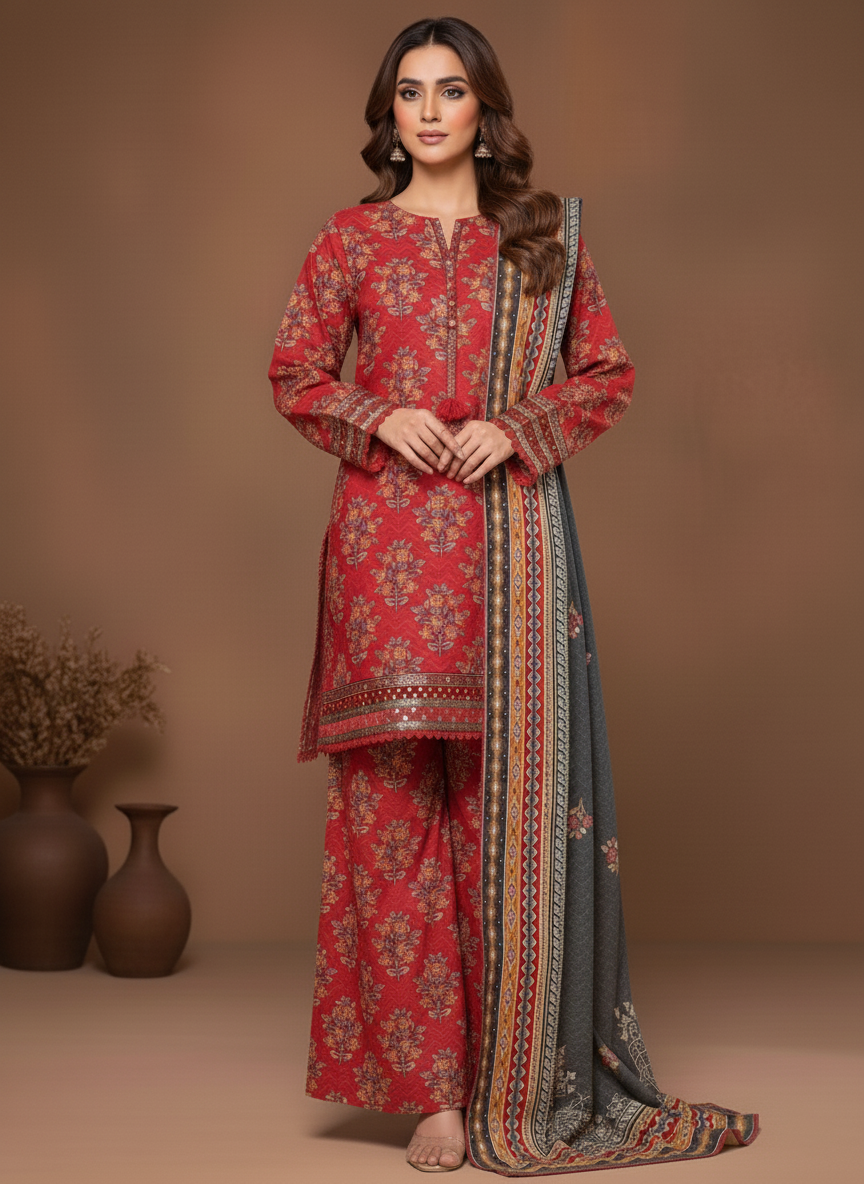 Crimson - SB Printed Khaddar