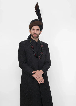 Premium Hand Work Black 1 Traditional Sherwani