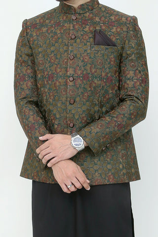 Embroidered Prince Coat - Green