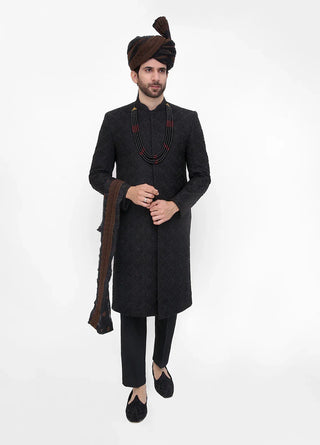 Premium Hand Work Black 1 Traditional Sherwani