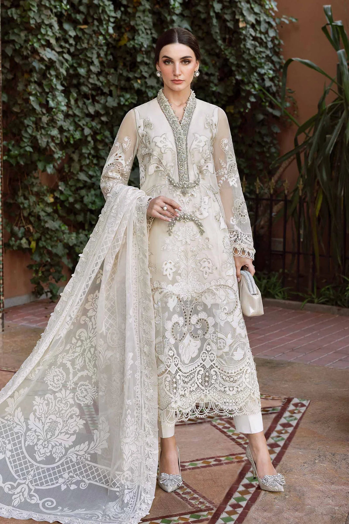 Maria B. Embroidered | Al-1076 Off White