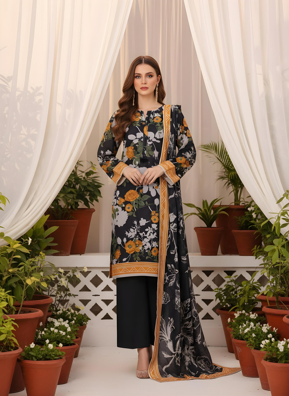 Deep Gray - SB Printed Khaddar