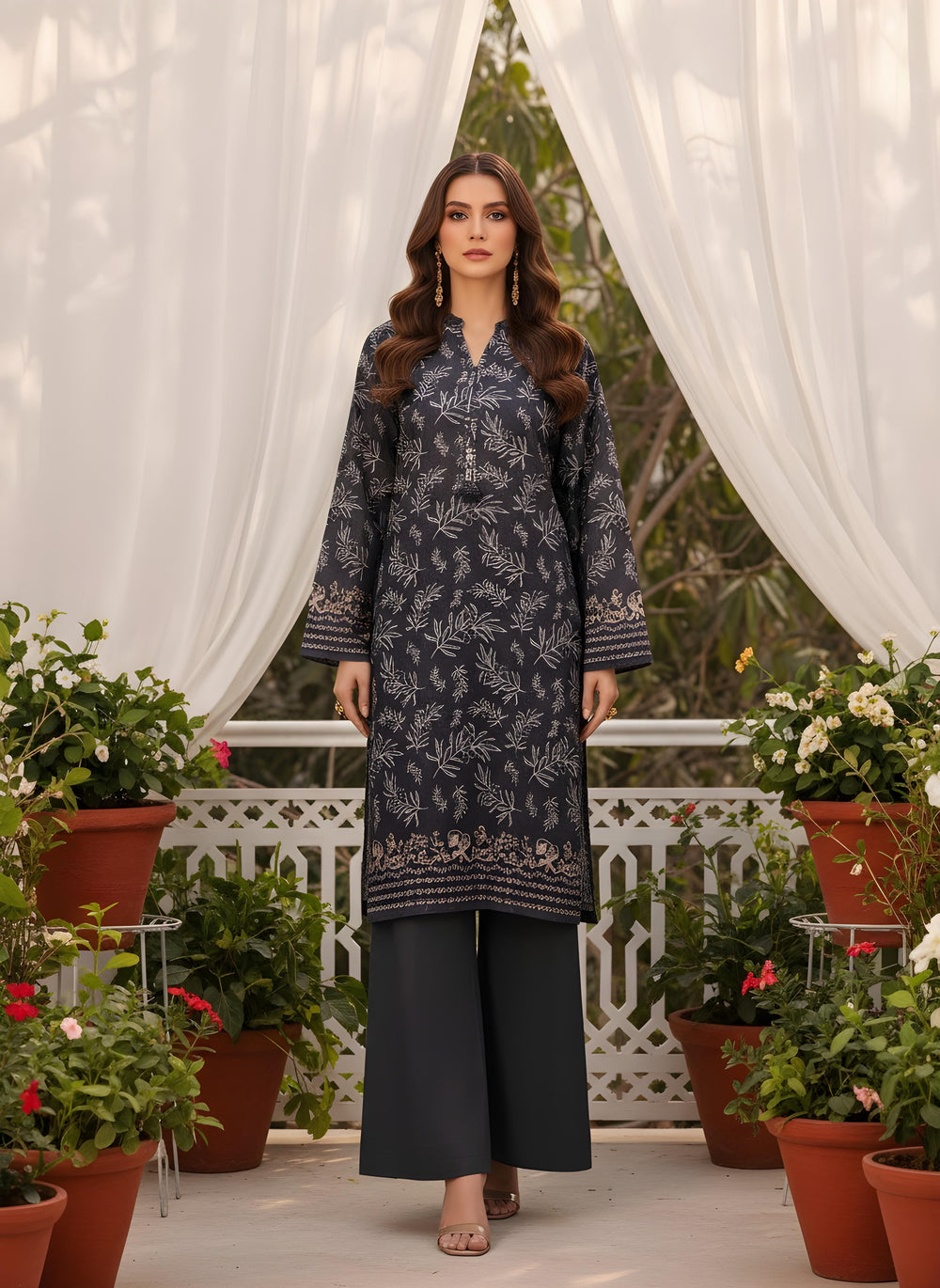 Smoky Blue - SB Printed Khaddar
