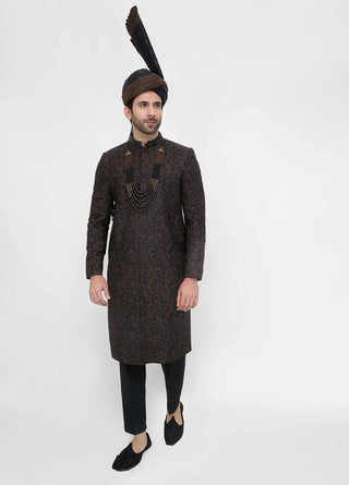 Premium Hand Work Black2 Traditional Sherwani