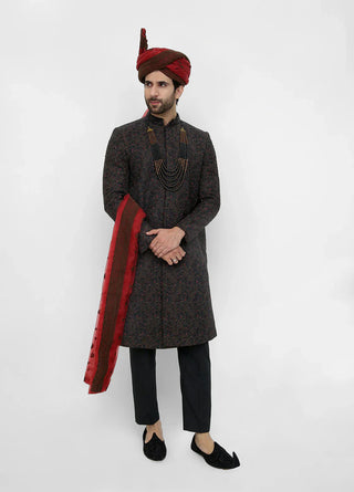 Premium Hand Work Black2 Traditional Sherwani