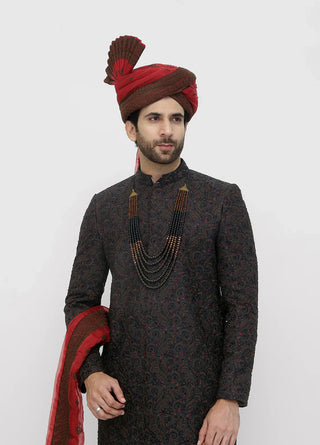 Premium Hand Work Black2 Traditional Sherwani