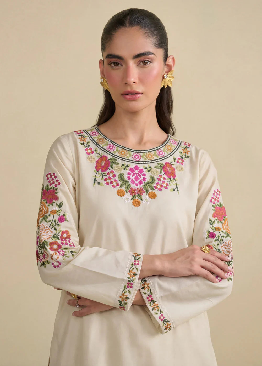 Ayza Beige-Lawn