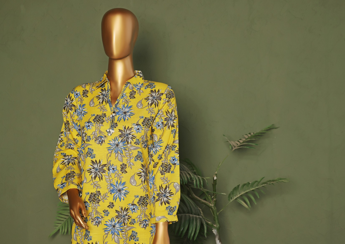 HZ - Khaddar Co-ords Floral Yellow