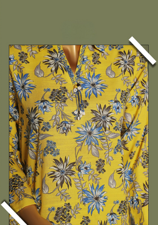 HZ - Khaddar Co-ords Floral Yellow