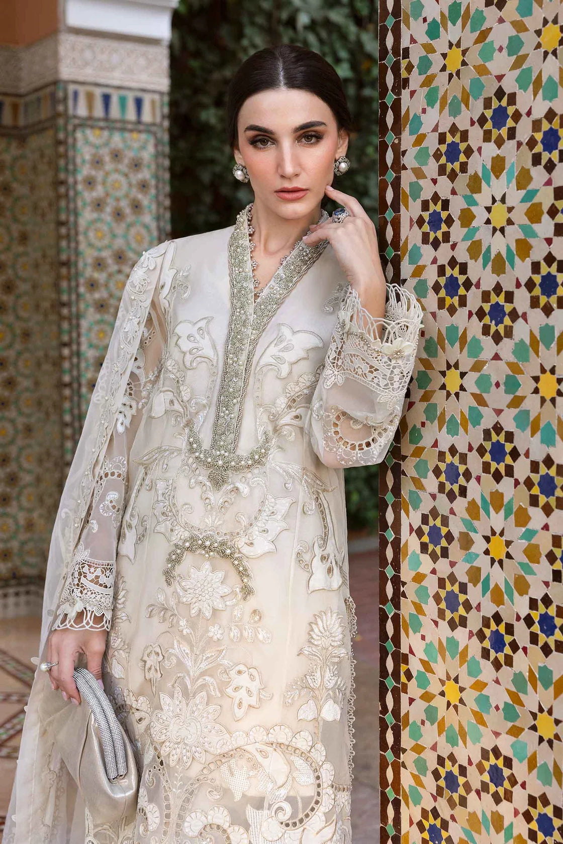 Maria B. Embroidered | Al-1076 Off White