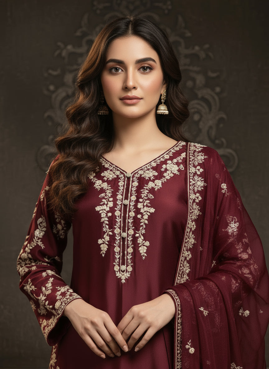 Sherrys Silk - Mehroon