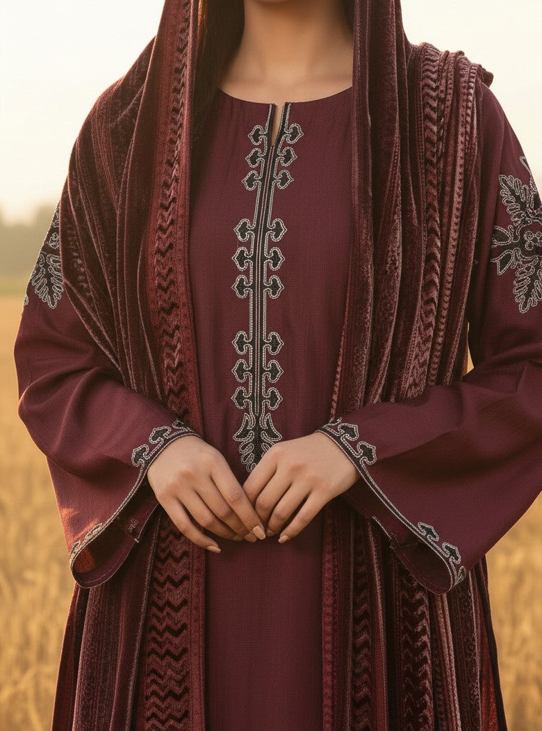 Maroon - SB Viscose with palachi shawl