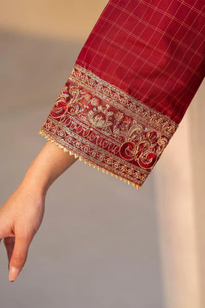 AR-3652 | 3 Piece Scarlet Red Grid Lawn