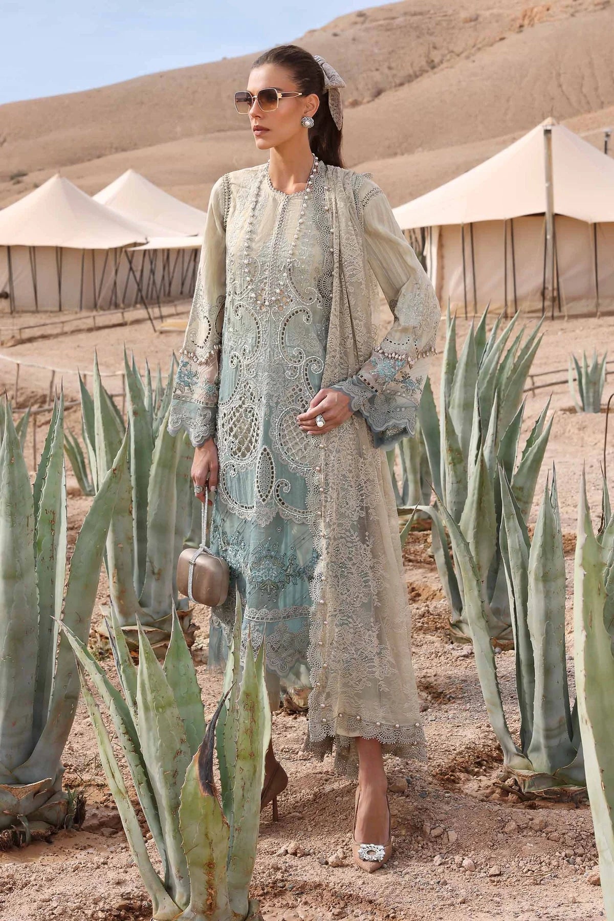 3 Piece Embroidered Dobby Lawn Suit | D-2515-B