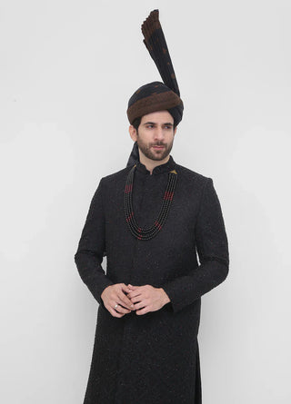 Premium Hand Work Black3 Traditional Sherwani