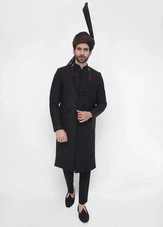 Premium Hand Work Black3 Traditional Sherwani