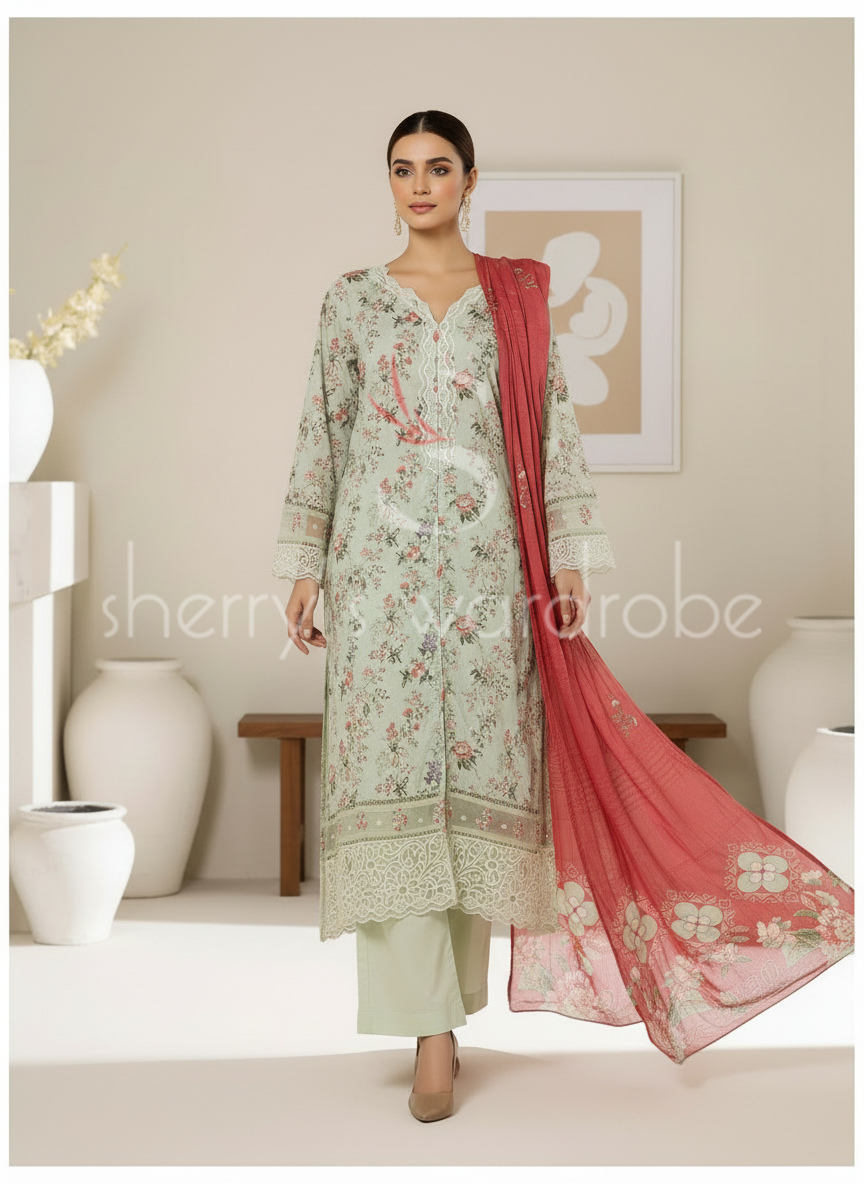 S'Pret - Emb Lawn 642 Green