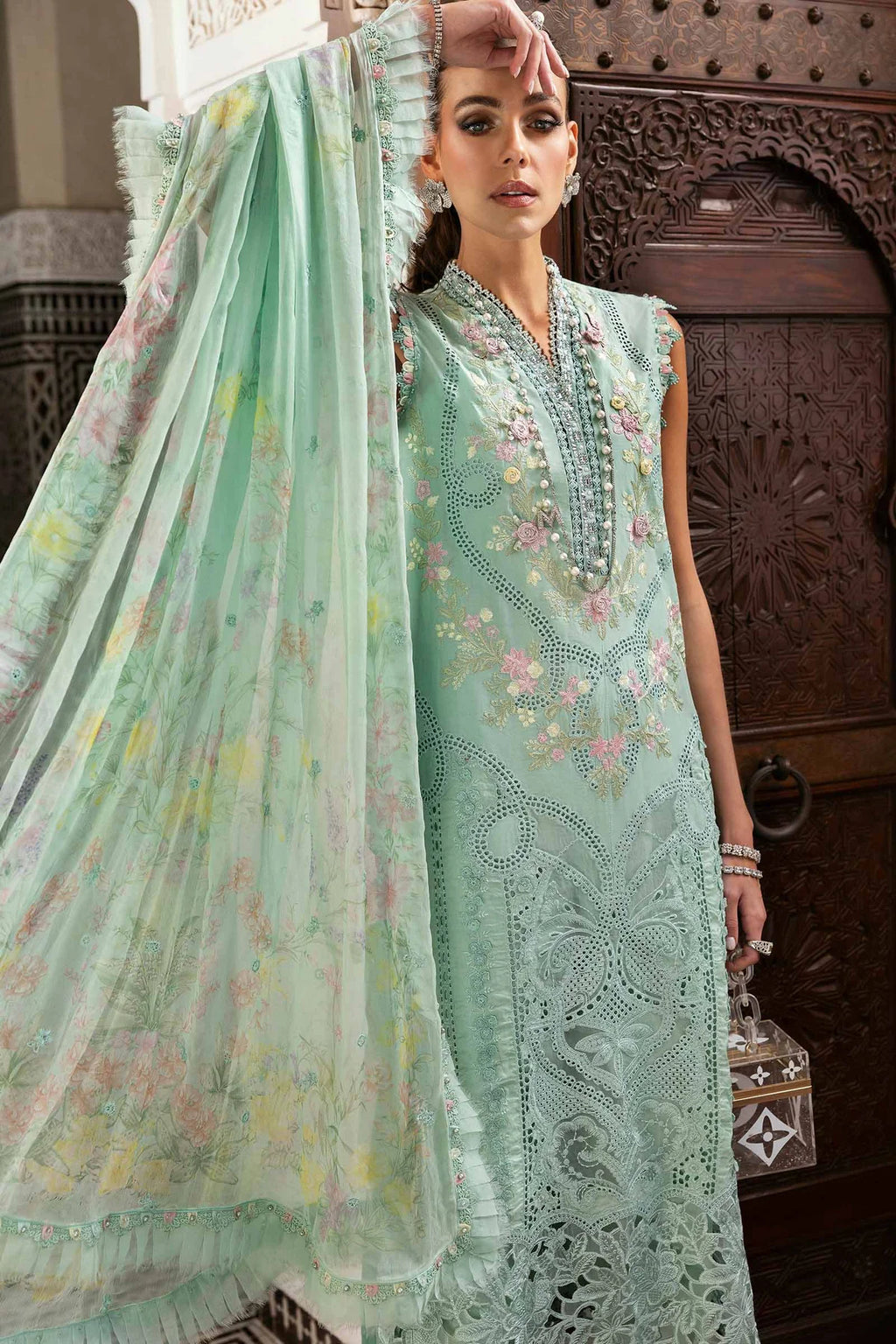 3 Piece Embroidered Lawn Suit | D-2514-A