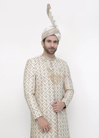 Premium Hand Work D-White Traditional Sherwani