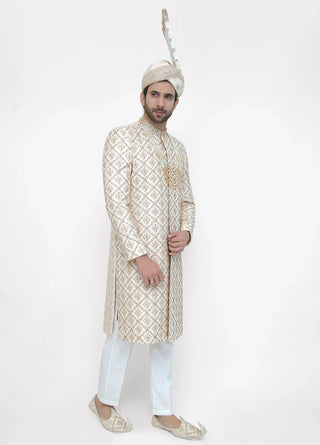 Premium Hand Work D-White Traditional Sherwani