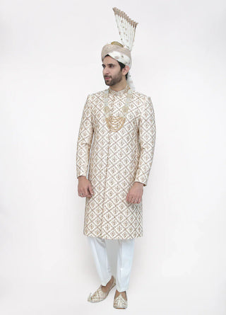 Premium Hand Work D-White Traditional Sherwani