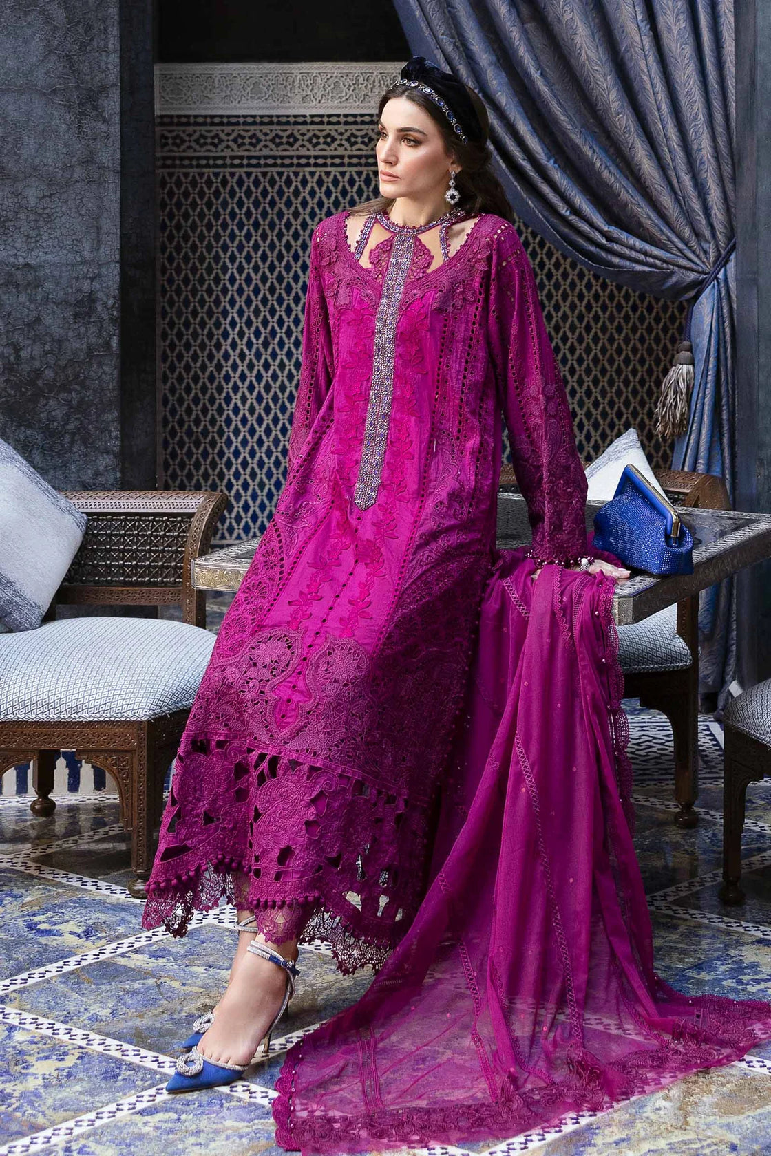 Maria B. Embroidered | Al-1068 Magenta