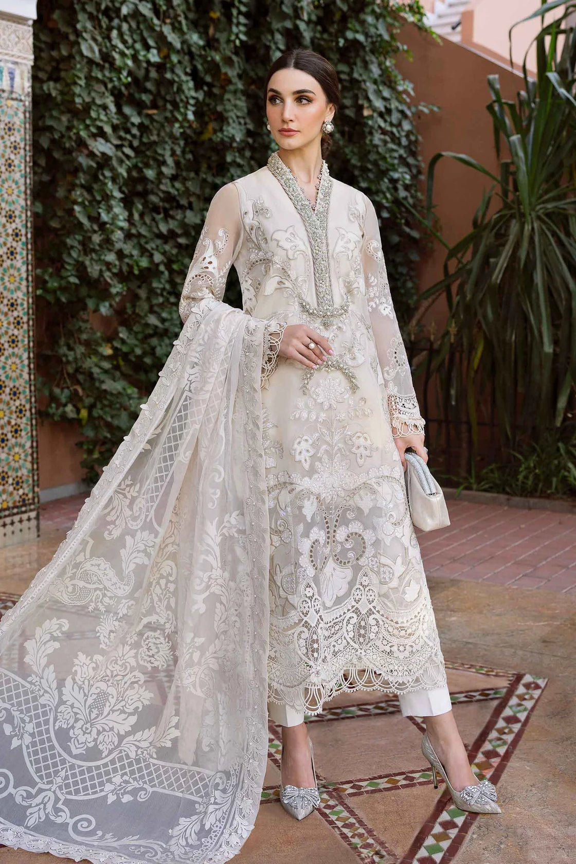 Maria B. Embroidered | Al-1076 Off White