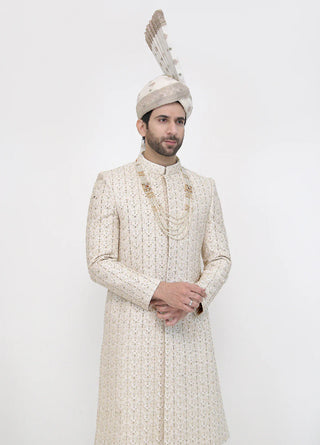 Premium Hand Work Golden Traditional Sherwani