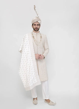 Premium Hand Work Golden Traditional Sherwani