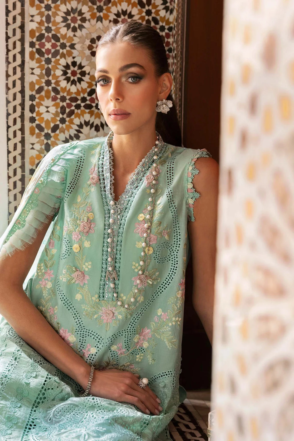 3 Piece Embroidered Lawn Suit | D-2514-A
