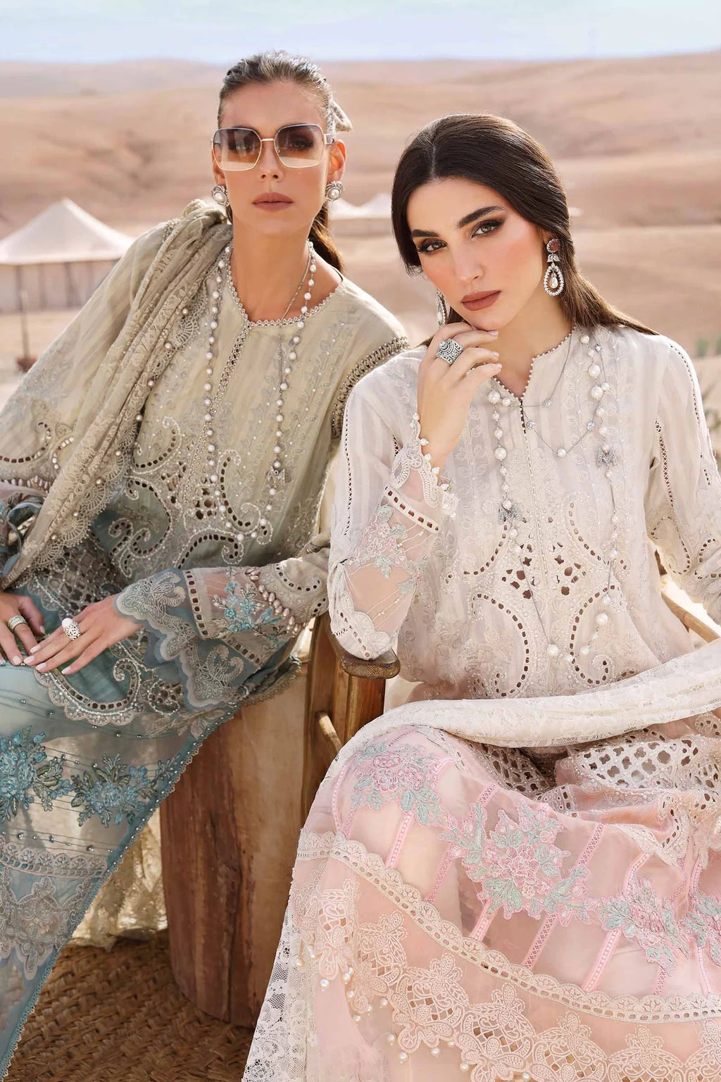 3 Piece Embroidered Dobby Lawn Suit | D-2515-B
