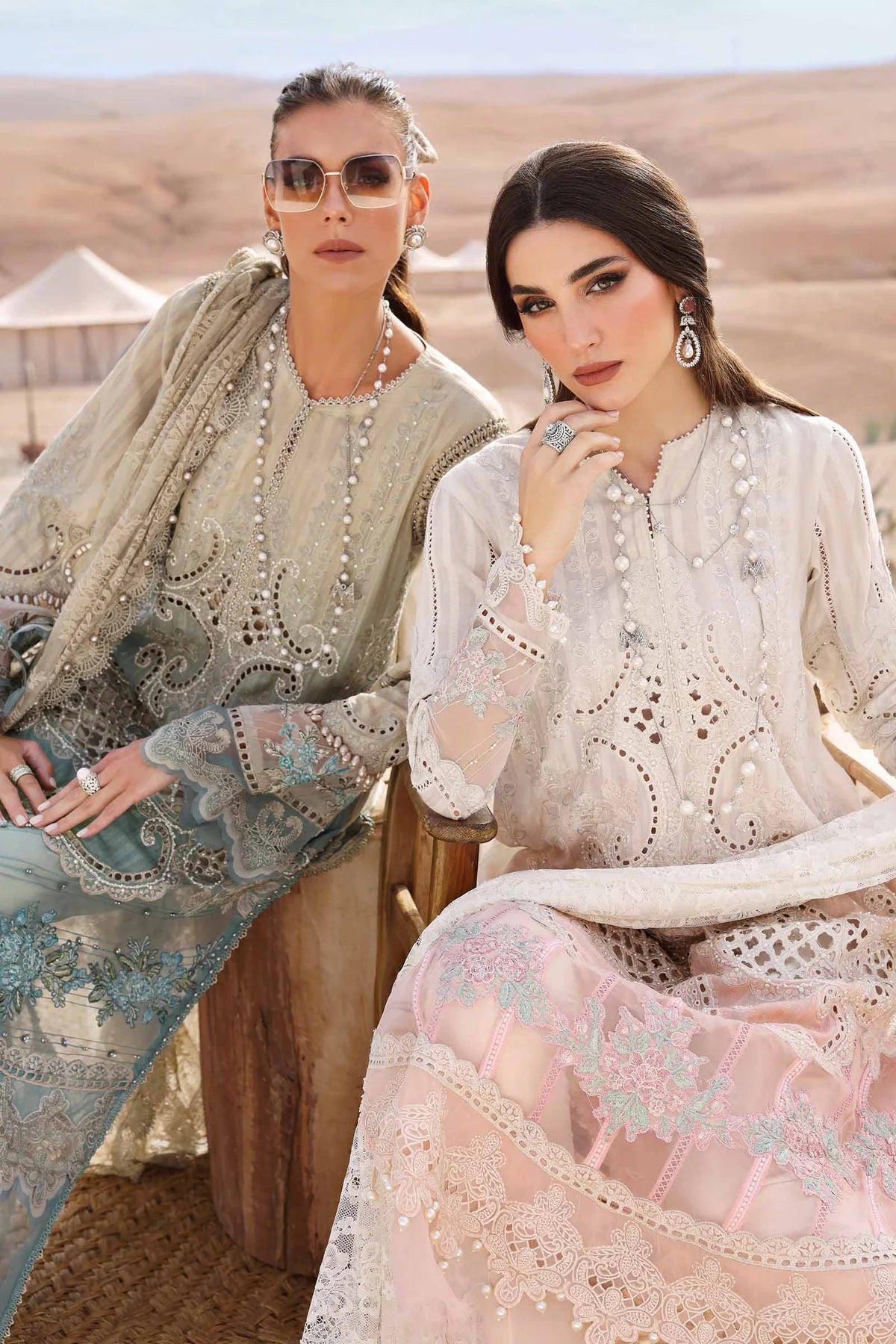3 Piece Embroidered Dobby Lawn Suit | D-2515-B