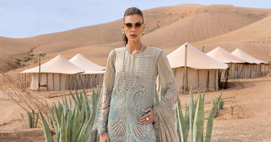 3 Piece Embroidered Dobby Lawn Suit | D-2515-B