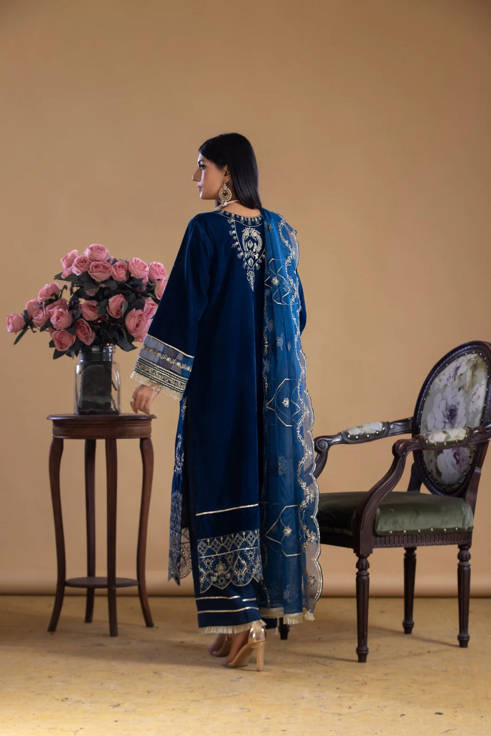 Gem Stone - 3Pc Velvet Suit (Pret) - Sherry's wardrobe