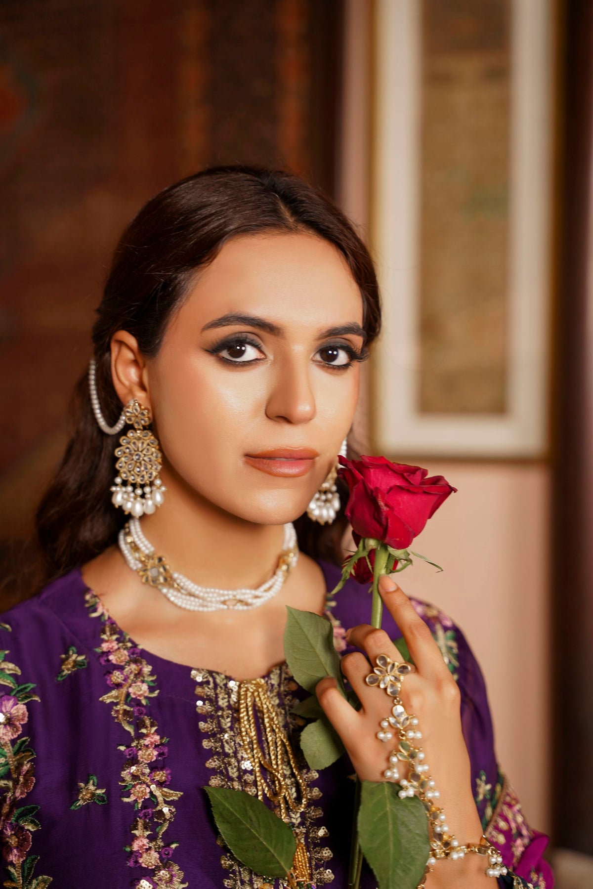 Deep Purple & Magenta Raw Silk Formal Embroidered Suit