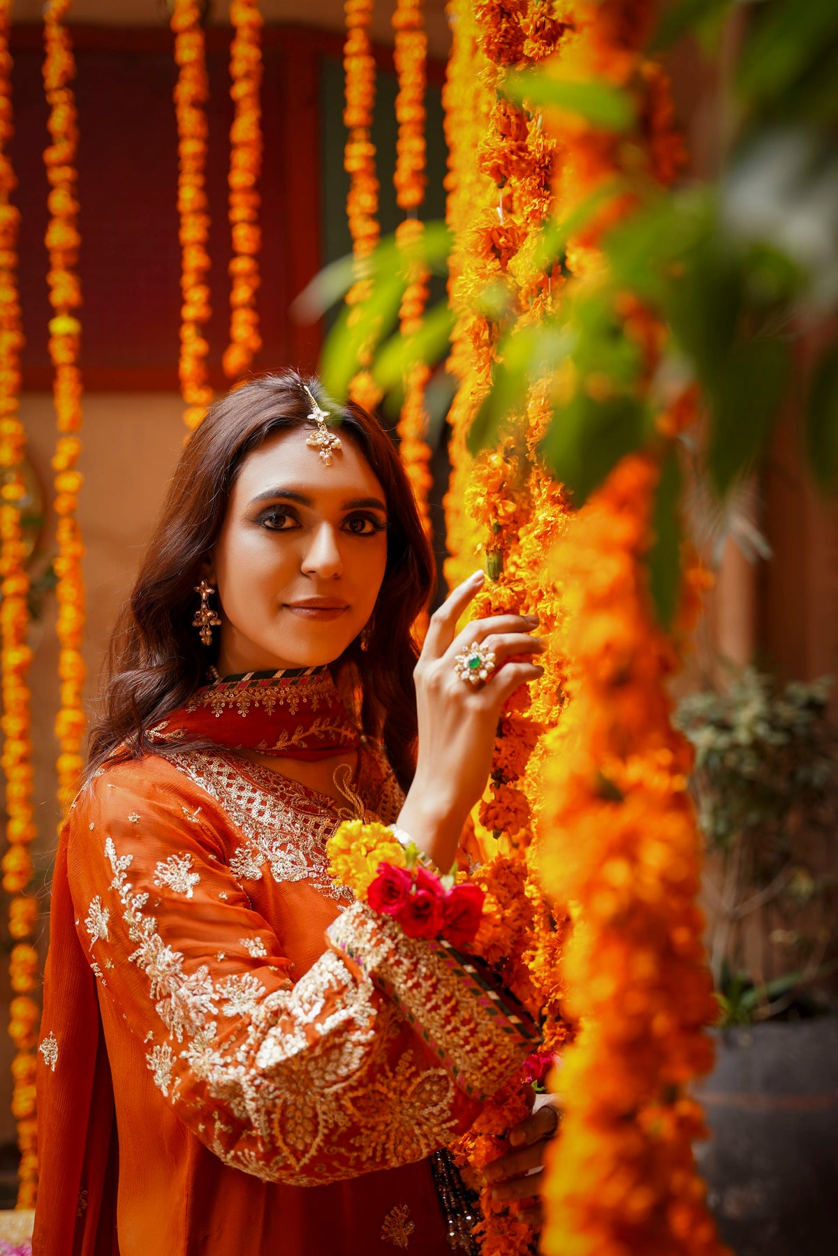 Rust Orange Heavy Embroidered Festive Suit
