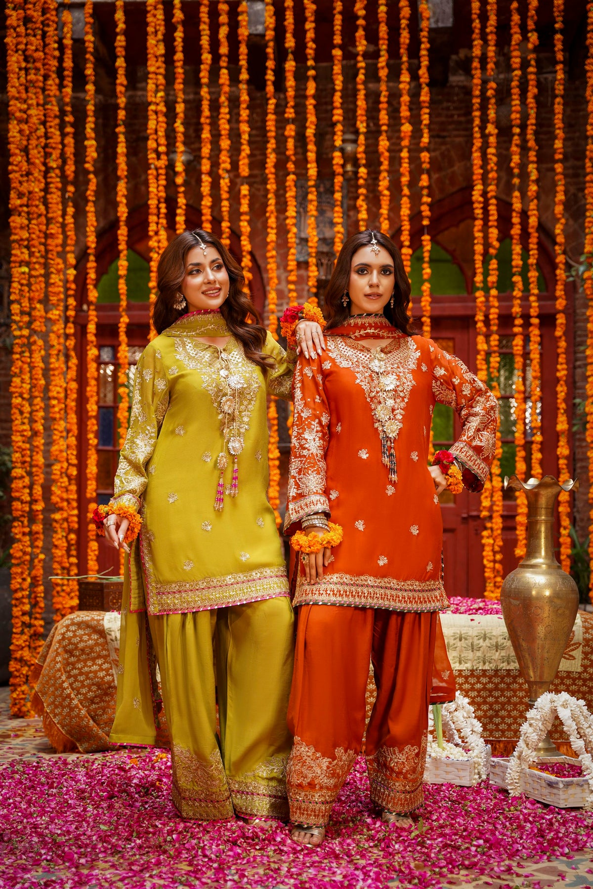 Rust Orange Heavy Embroidered Festive Suit