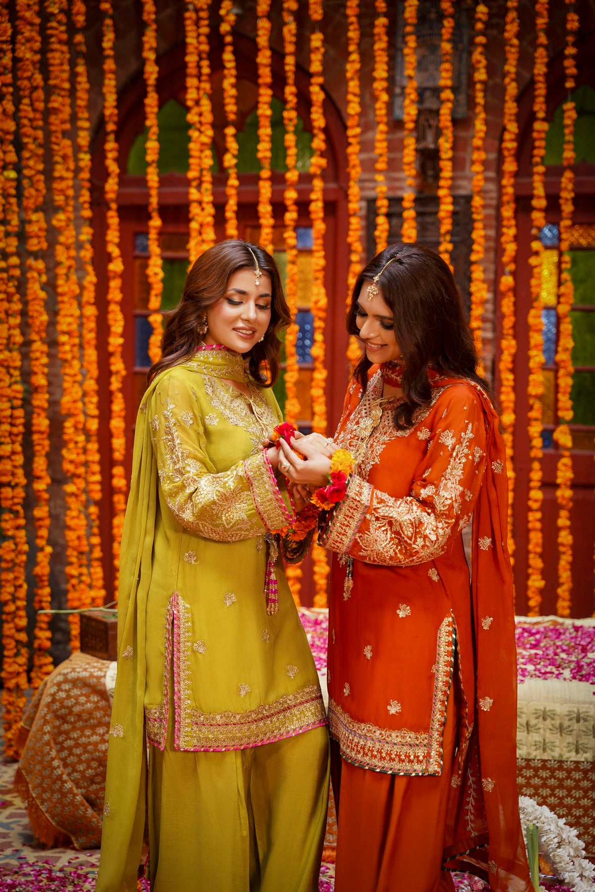 Rust Orange Heavy Embroidered Festive Suit