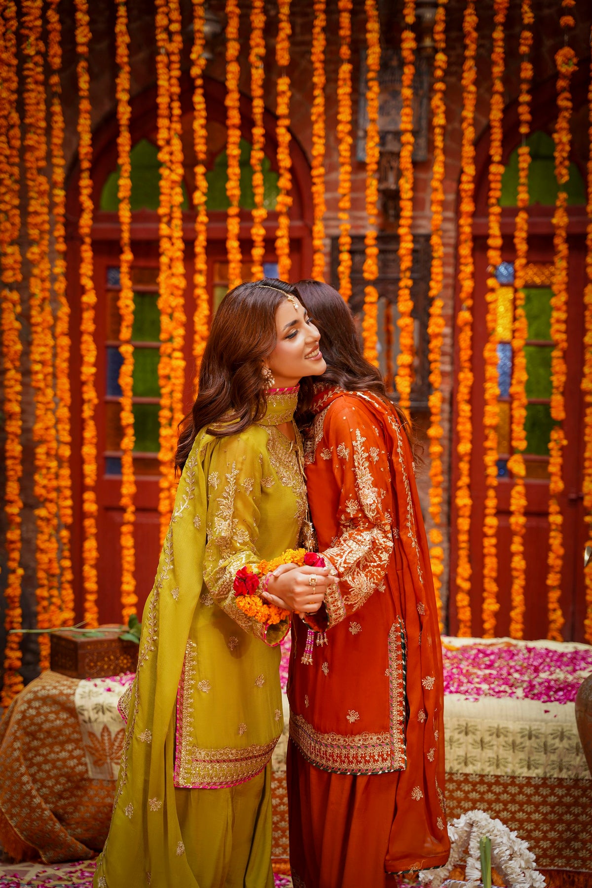 Rust Orange Heavy Embroidered Festive Suit