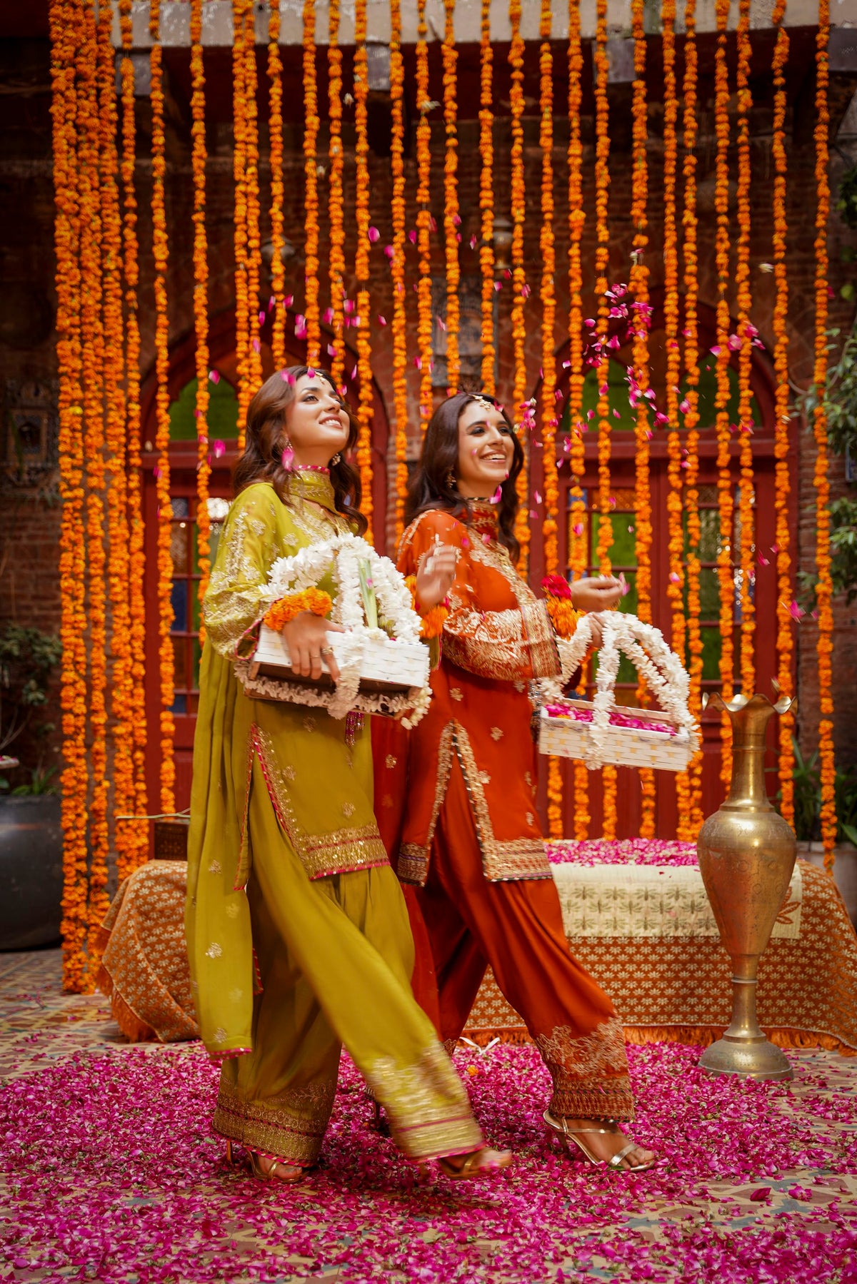 Rust Orange Heavy Embroidered Festive Suit