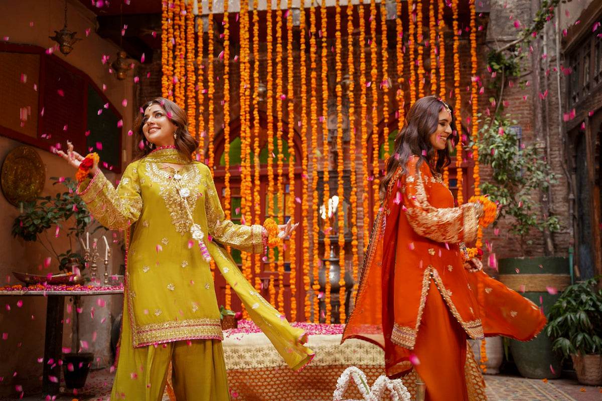 Rust Orange Heavy Embroidered Festive Suit