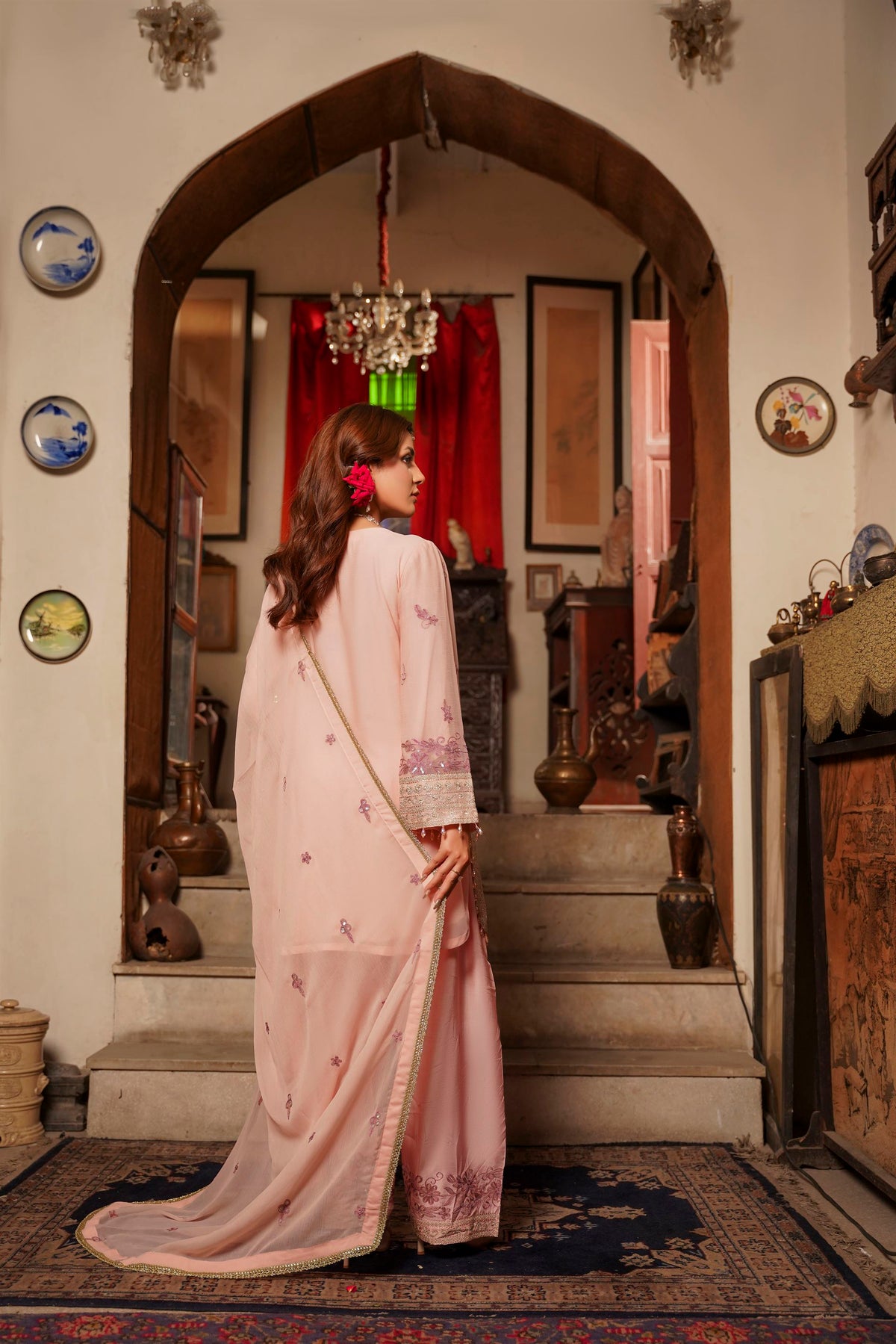 Blush Pink Embroidered Festive Suit with Shalwar