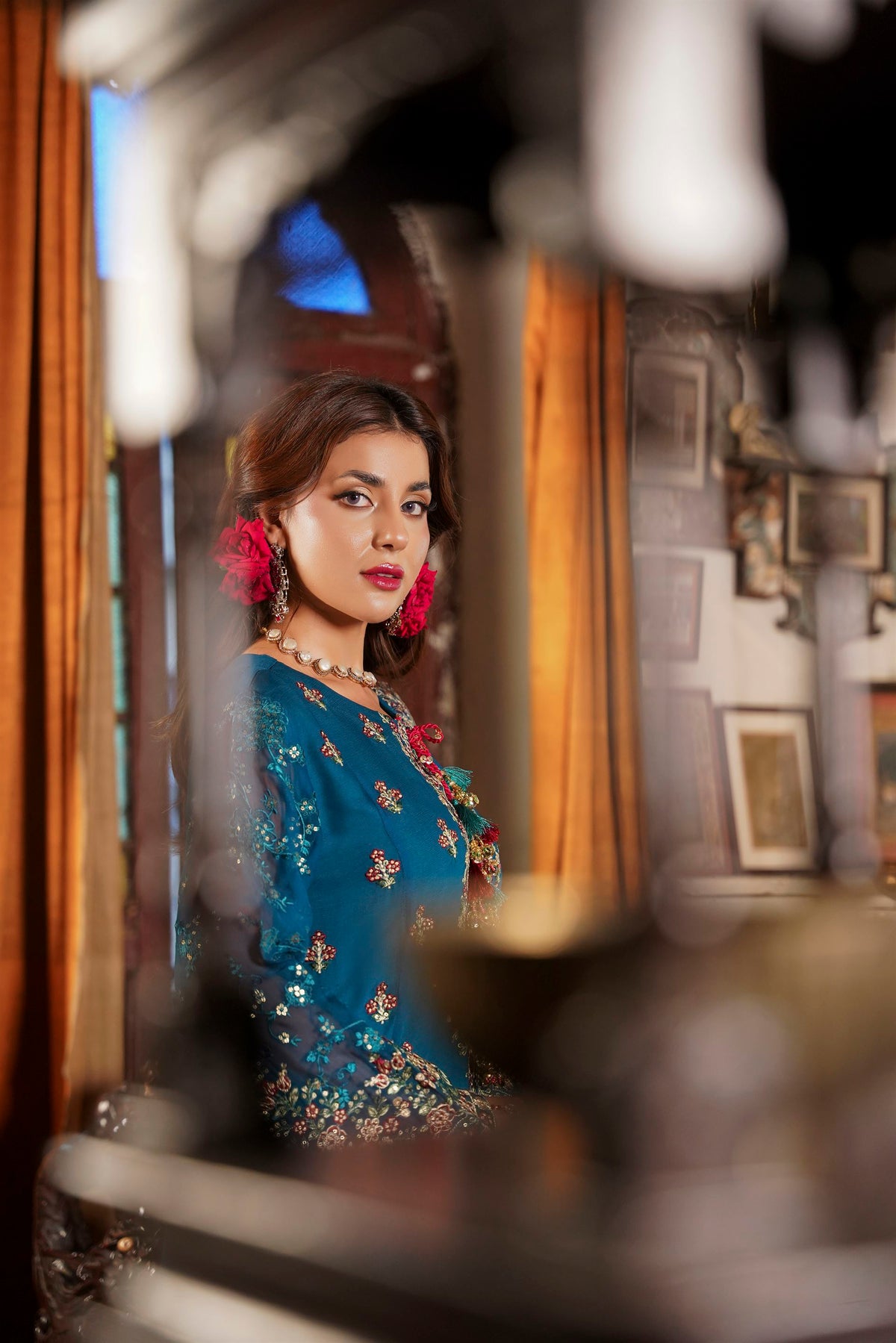 Deep Teal Traditional Kurta with  Dupatta