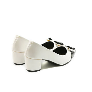 Ostrow White & Black block Heeled Pumps