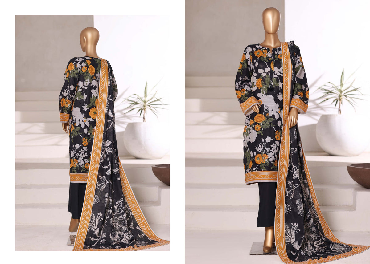 Deep Gray - SB Printed Khaddar