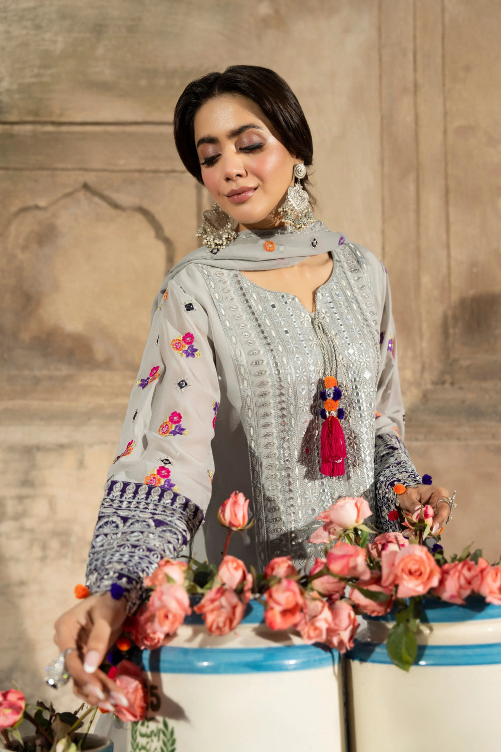Karma - Saj Dhaj - F-526  Silver & Royal
