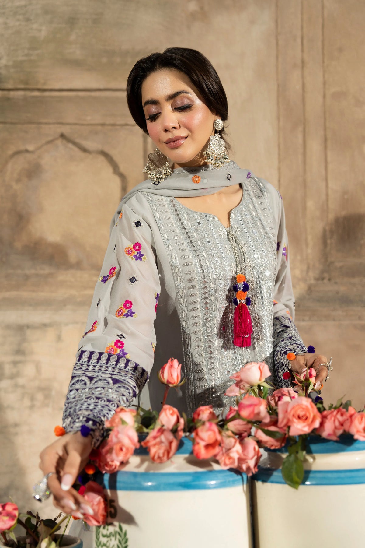 Karma - Saj Dhaj - F-526  Silver & Royal